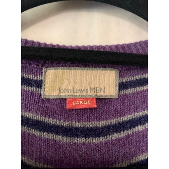 John Lewis Men Wool & Cashmere Blend Purple Sweater V Neck Size Large - Picture 3 of 5
